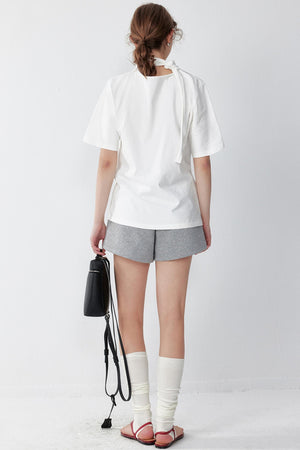 White And Black Cotton Simple T-Shirt