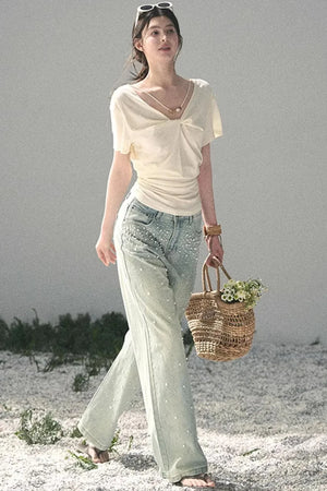 White Breaths V-Neck Top