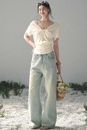 White Breaths V-Neck Top