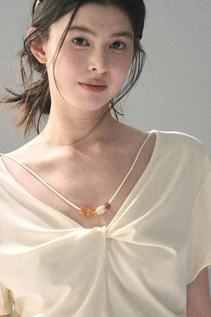 White Breaths V-Neck Top