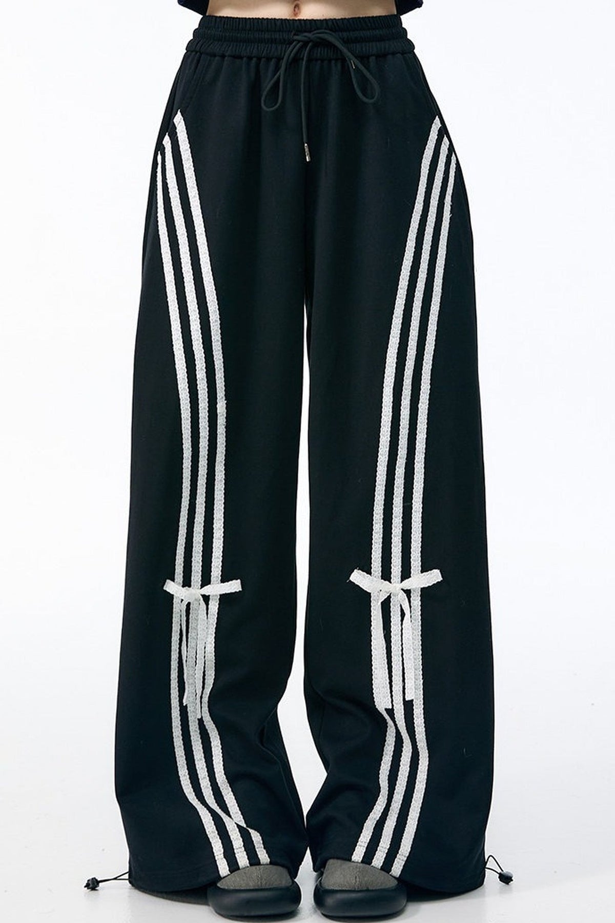 White Butterfly Wide-Leg Sweatpants