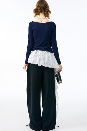 White Butterfly Wide-Leg Sweatpants