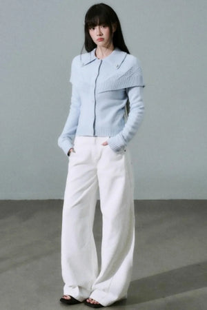 White Cotton Denim Pants