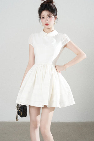 White Doll Collar Puffy Dress