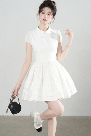 White Doll Collar Puffy Dress