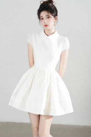 White Doll Collar Puffy Dress