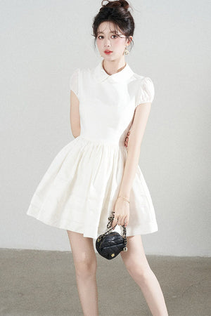 White Doll Collar Puffy Dress