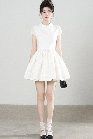 White Doll Collar Puffy Dress