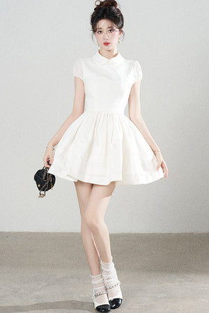 White Doll Collar Puffy Dress