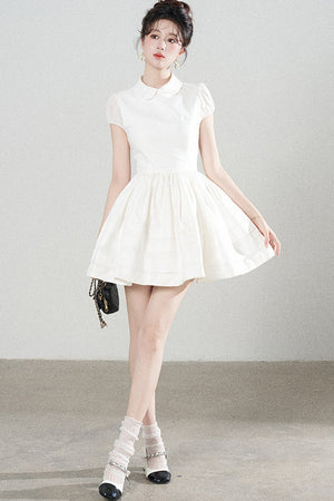 White Doll Collar Puffy Dress