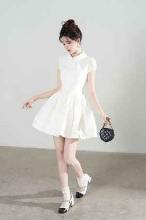 White Doll Collar Puffy Dress