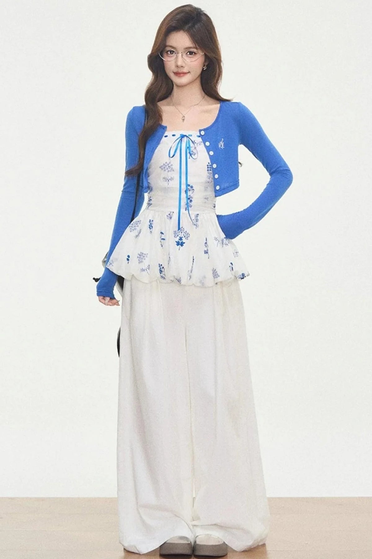 White Embroidered Camisole Top Set-Up