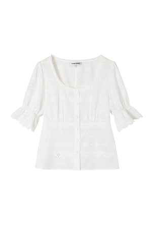 White Eyelet Puffy Skirt and Top Set-Up