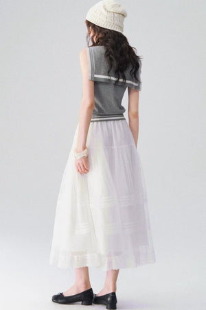White Feather Gauze Skirt