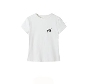 White Floral Skirt And White T-Shirt Set-Up