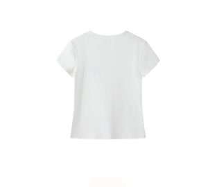 White Floral Skirt And White T-Shirt Set-Up