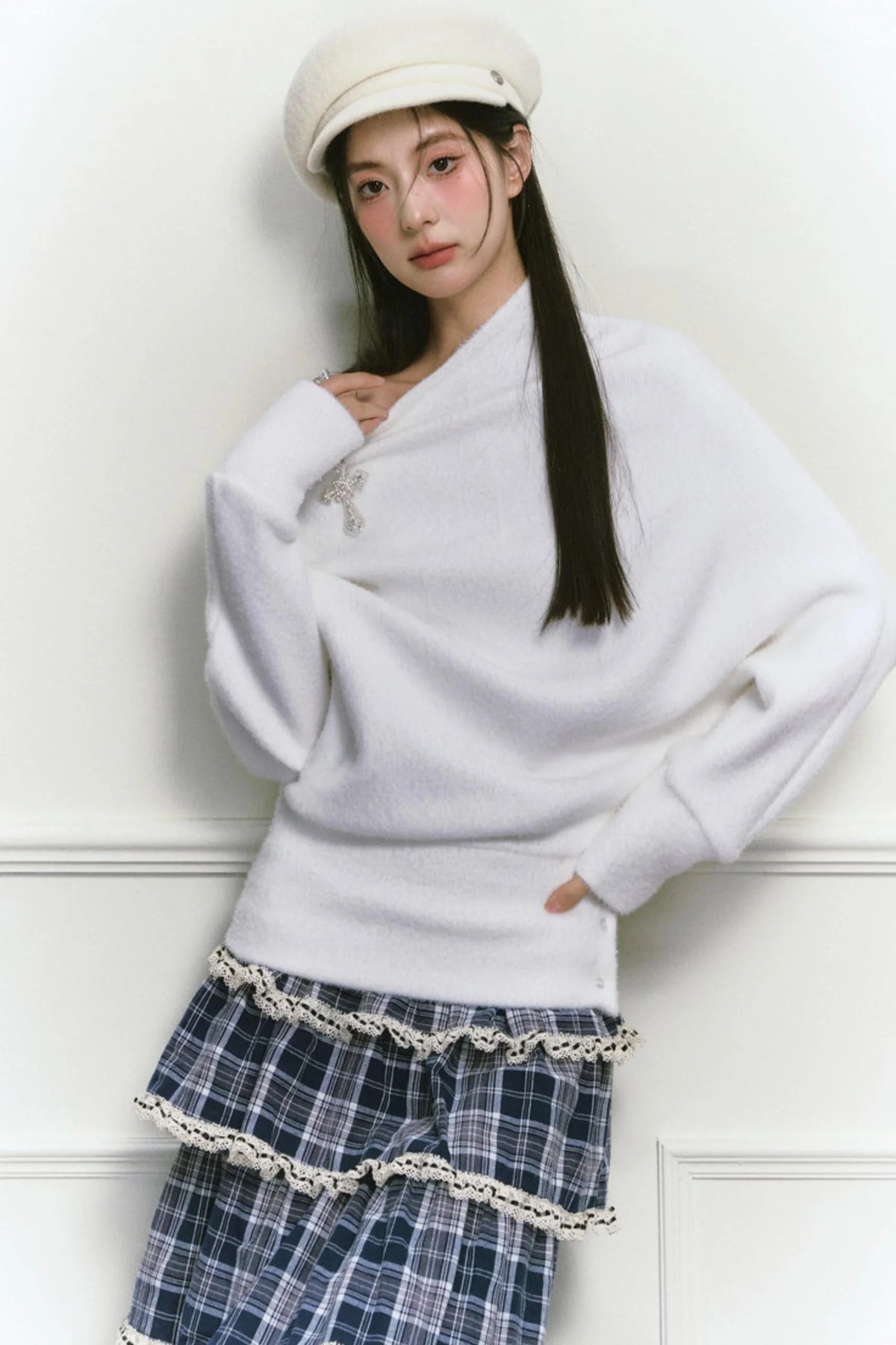 White Foaminck Slouch Sweater