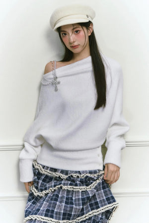 White Foaminck Slouch Sweater