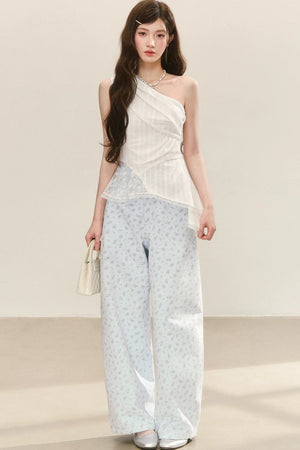 White French Asymmetrical Twist Top