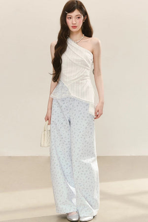 White French Asymmetrical Twist Top