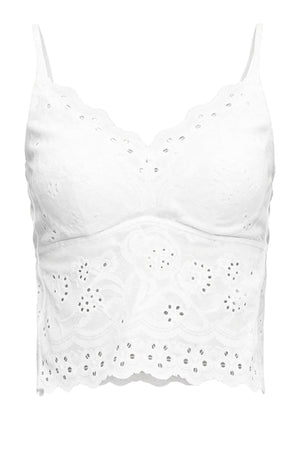 White French Hollow Embroidery V-Neck Camisole