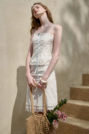 White Jasmine Embroidered Cotton Set-Up