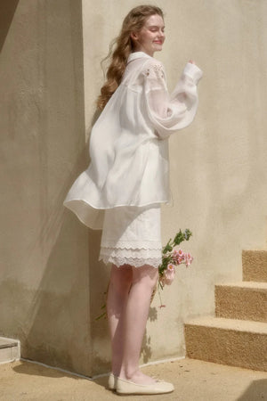 White Jasmine Embroidered Cotton Set-Up