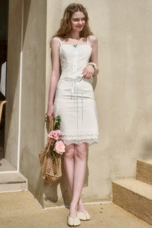 White Jasmine Embroidered Cotton Set-Up
