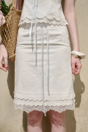 White Jasmine Embroidered Cotton Set-Up