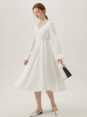 White Kink Long-Sleeve Dress