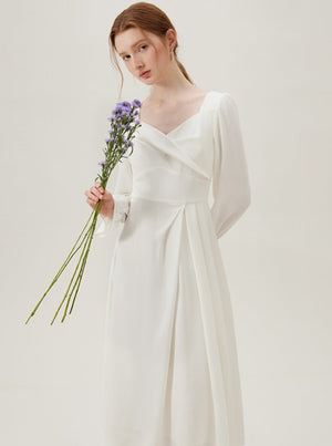 White Kink Long-Sleeve Dress