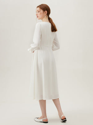 White Kink Long-Sleeve Dress