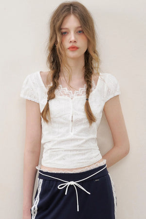White Lace Fusion Tee