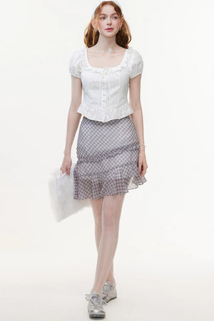 White Lace Jacquard Blouse