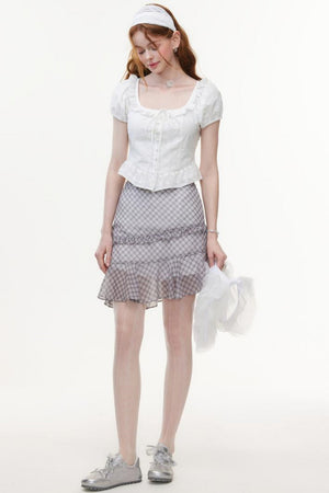 White Lace Jacquard Blouse