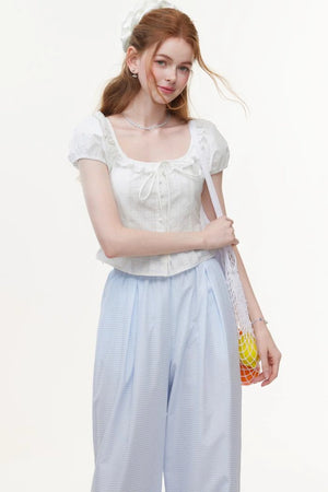 White Lace Jacquard Blouse