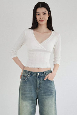 White Lace Jacquard Blouse