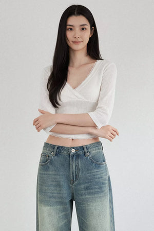 White Lace Jacquard Blouse