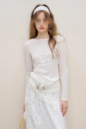 White Lace Panel Skirt