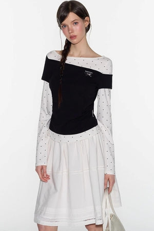 White Lace Panelled Umbrella Skirt