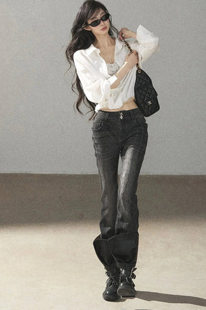 White Layered-Look Linen Shirt