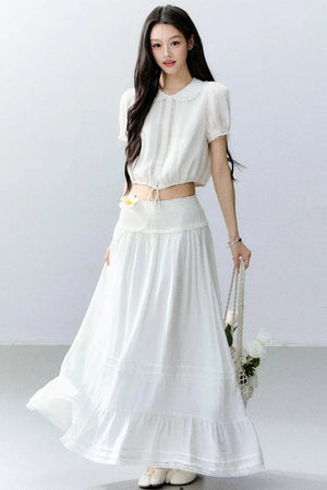 White Moonlight Lace Blouse Set-Up