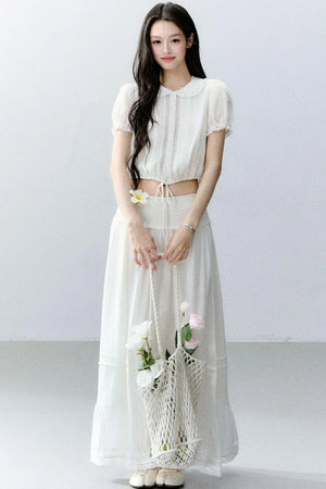 White Moonlight Lace Blouse Set-Up