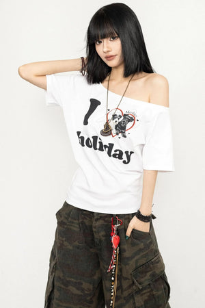 White One-Shoulder Tee