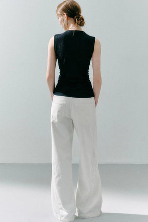 White Peach Wool Lace Ruffle Vest