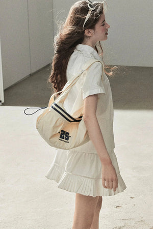 White Pleated Shirt And Skirt Set-Up