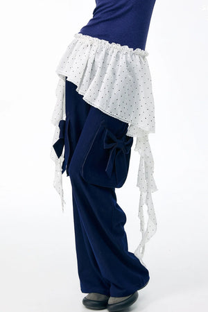 White Polka Dot Irregular Layered-Look Skirt
