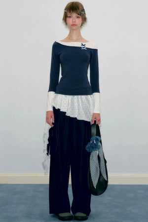 White Polka Dot Irregular Layered-Look Skirt