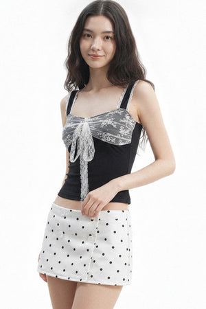 White Polka Dot Mini Skirt