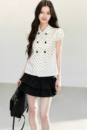 White Polka Dot Short Sleeve Shirt